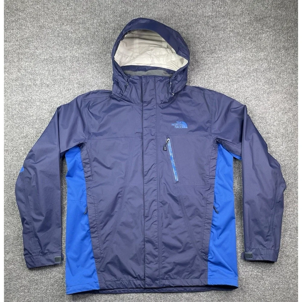 The North Face Rain Jacket Mens Large Blue DryVent Hooded‎ Windbreaker Ripstop